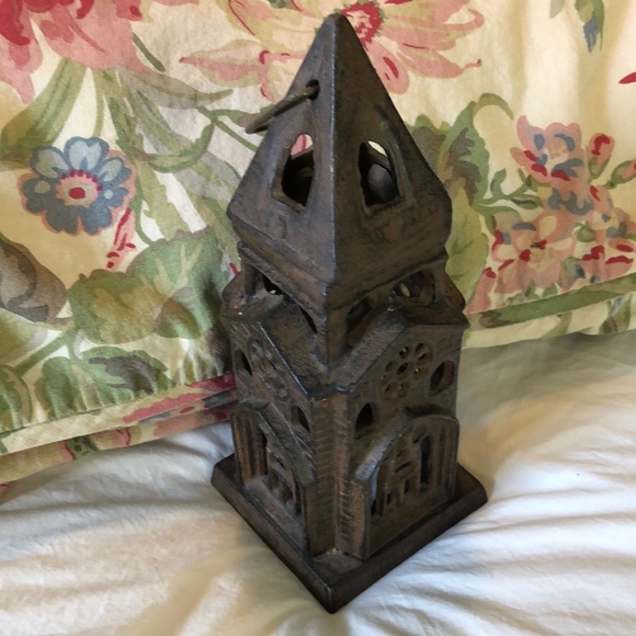 Vintage Candle TwinkleLight Cast Iron Church Steeple Hanging Decoration OldWorld - Picture 4 of 16